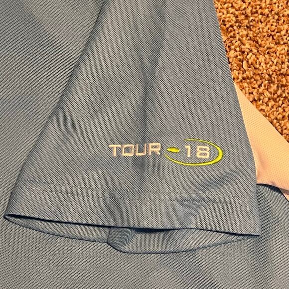 Cutter & Buck Tour 18 Men Men's Blue/Green/White Golf Polo.  Size XL - Picture 7 of 8